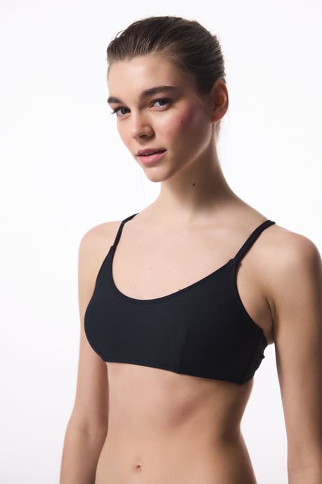 Einfarbiger Gestrickter Bikini-Oberteil mit Bindung - Image 1