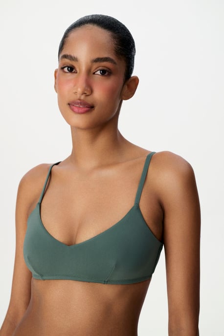 Unifarbenes Bralette-Bikini-Oberteil mit verstellbaren Trägern - Image 1
