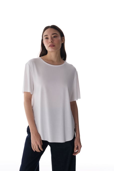 Oversized Modal-Mischung Rundhalsausschnitt T-Shirt - Image 2