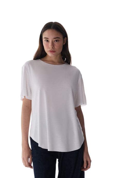 Oversized Modal-Mischung Rundhalsausschnitt T-Shirt - Image 3