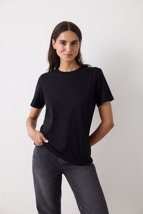 Damen Regular Fit Baumwoll T-Shirt mit Rundhalsausschnitt - Image 2