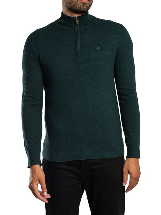 Superdry Ess LW Wollmischung 1/2 Reißverschluss Strickpullover, Grün - Image 1