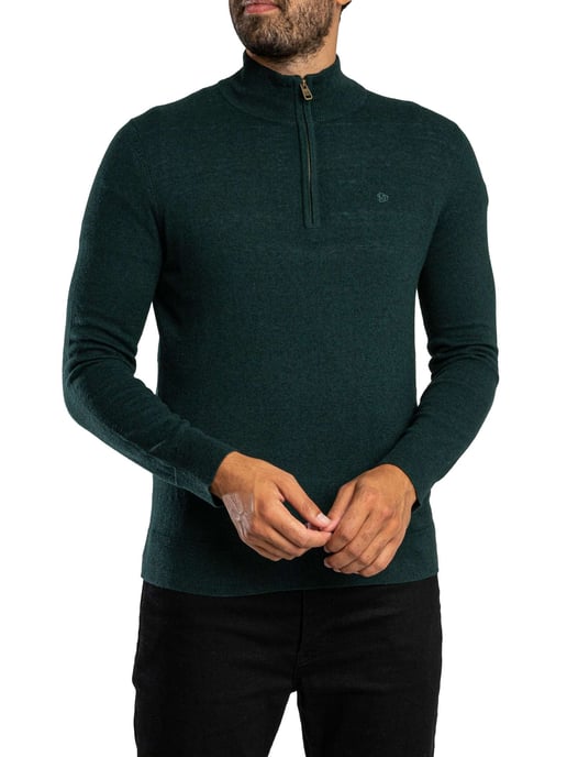 Superdry Ess LW Wollmischung 1/2 Reißverschluss Strickpullover, Grün - Image 2