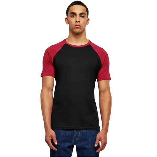Urban Classics - T-Shirt für Herren Raglanärmel (Schwarz/Burgunderrot) - Image 3