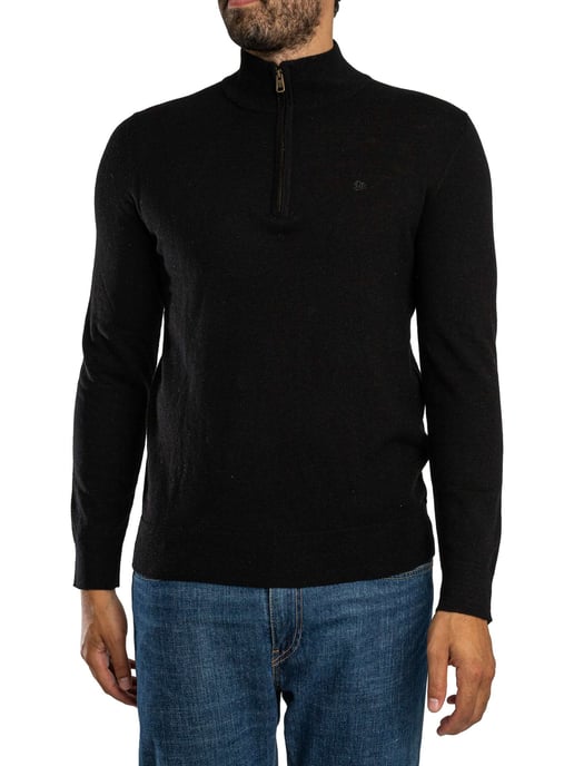 Superdry Ess LW Wollmischung 1/2 Reißverschluss Strickpullover, Schwarz - Image 1