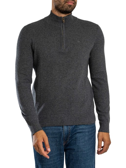 Superdry Ess LW Wollmischung 1/2 Reißverschluss Strickpullover, Grau - Image 2