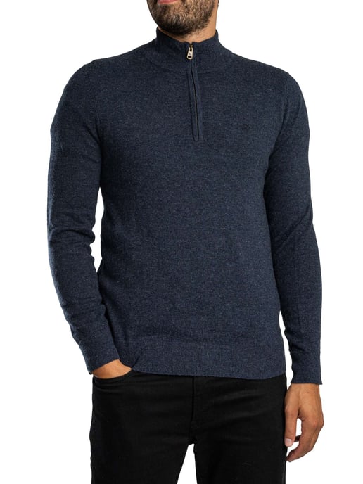 Superdry Ess LW Wollmischung 1/2 Reißverschluss Strickpullover, Blau - Image 1