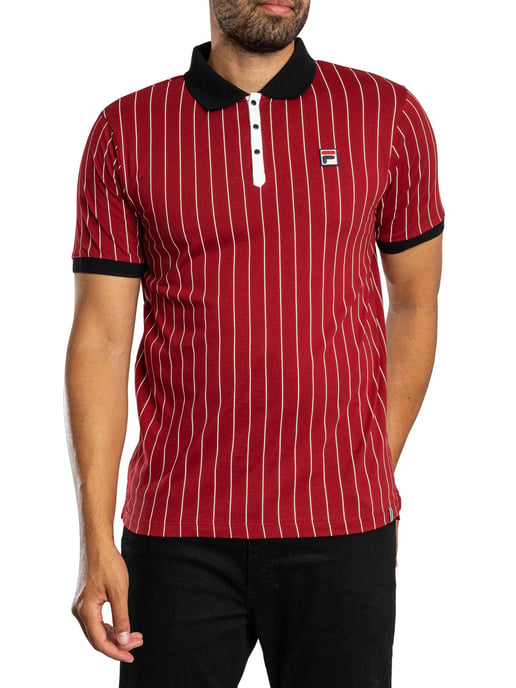 Fila BB1 Klassisches Vintage Gestreiftes Poloshirt, Rot - Image 1