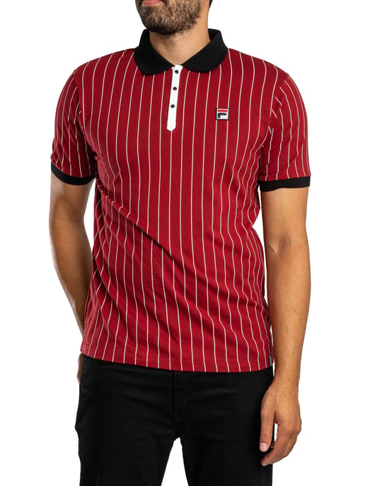 Fila BB1 Klassisches Vintage Gestreiftes Poloshirt, Rot - Image 2