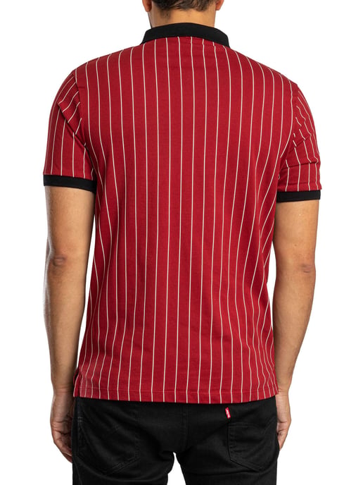 Fila BB1 Klassisches Vintage Gestreiftes Poloshirt, Rot - Image 3