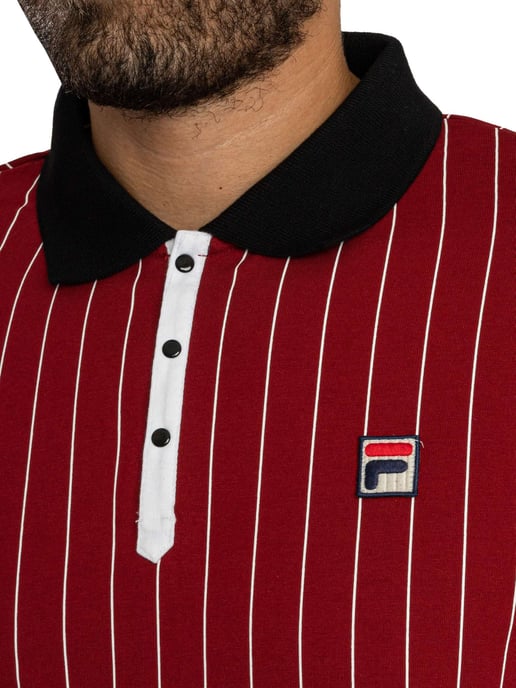 Fila BB1 Klassisches Vintage Gestreiftes Poloshirt, Rot - Image 4