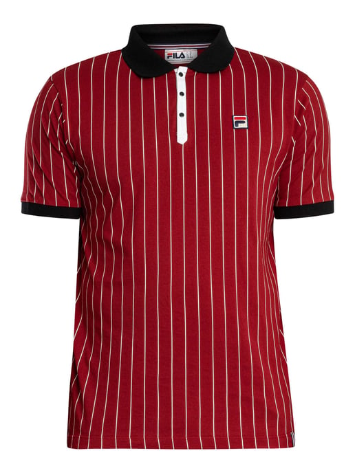 Fila BB1 Klassisches Vintage Gestreiftes Poloshirt, Rot - Image 6
