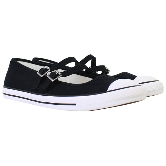 Converse Chuck Taylor All Star Dainty Mary Jane Damen Schwarz Plimsolls - Image 2