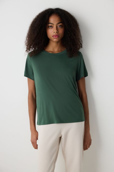 Penti Damen T-Shirt, Regular Fit, Rundhals - Khaki - Image 1