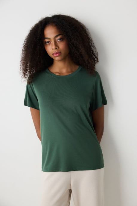 Penti Damen T-Shirt, Regular Fit, Rundhals - Khaki - Image 2