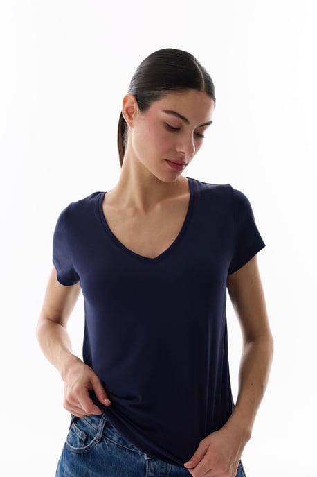 Oversized V-Ausschnitt Langarm-T-Shirt - Image 2