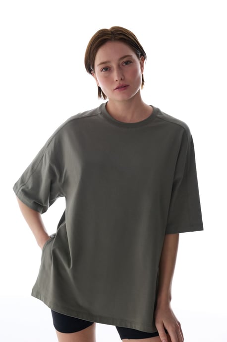 Übergrößen Langsames Baumwollmischung Rundhalsausschnitt T-Shirt - Image 2