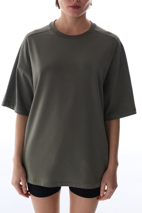 Übergrößen Langsames Baumwollmischung Rundhalsausschnitt T-Shirt - Image 3