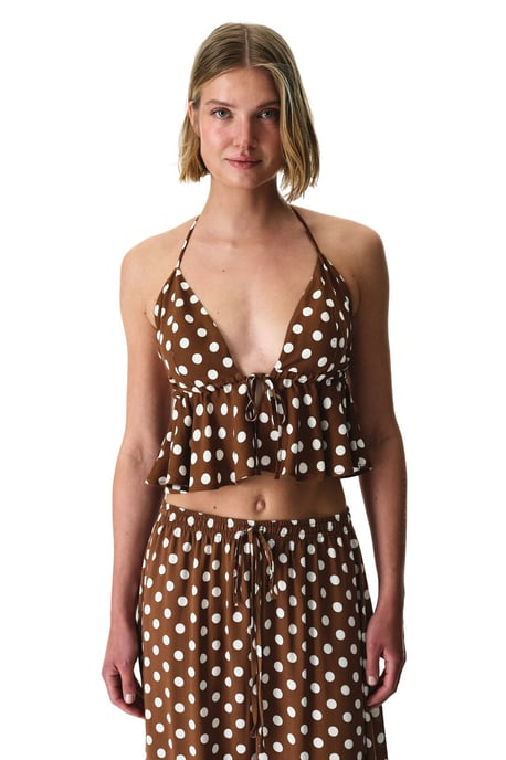 Punktedot Halter-Bikini-Oberteil mit Rüsche - Image 2
