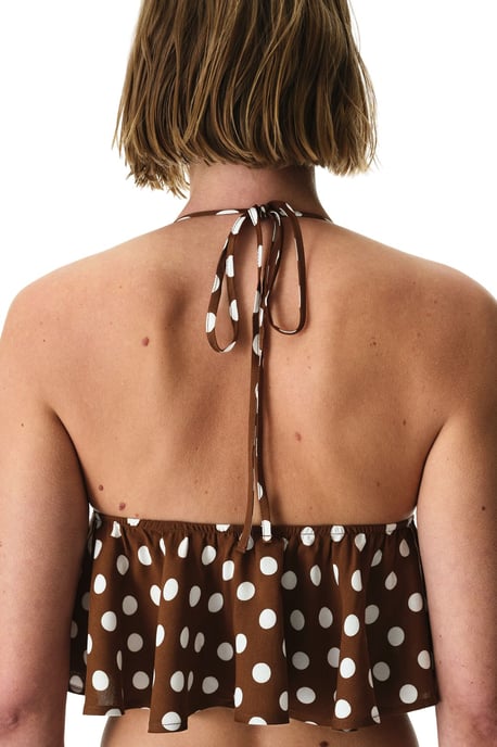 Punktedot Halter-Bikini-Oberteil mit Rüsche - Image 3