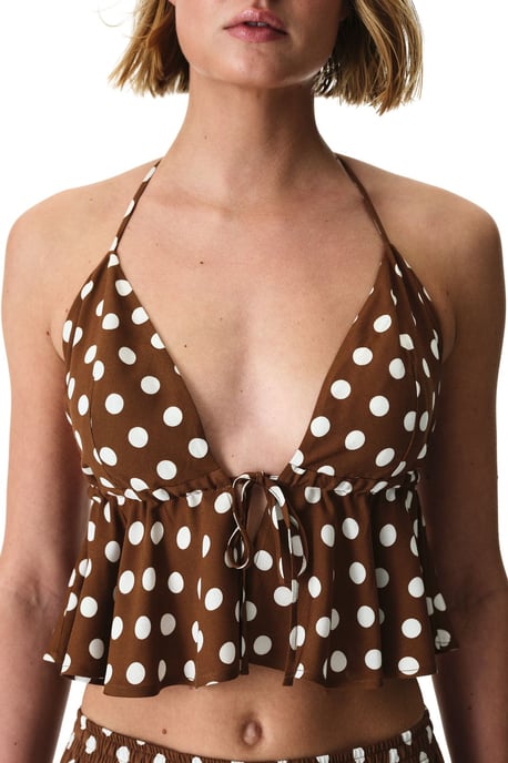 Punktedot Halter-Bikini-Oberteil mit Rüsche - Image 5