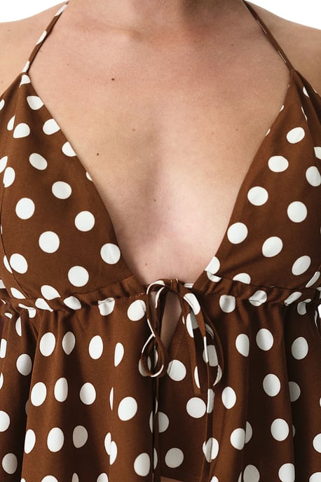 Punktedot Halter-Bikini-Oberteil mit Rüsche - Image 6
