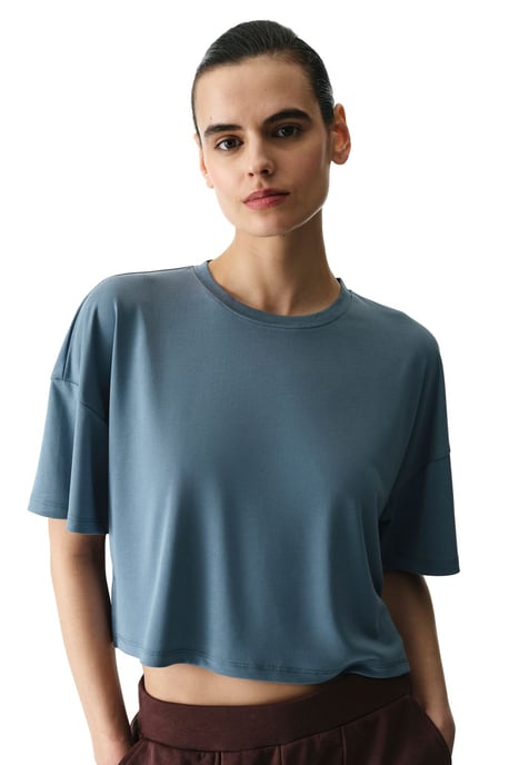 Oversized Crew Neck Schlitz T-Shirt - Image 1