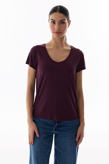 Übergrößiges V-Ausschnitt Langarm-T-Shirt - Image 1