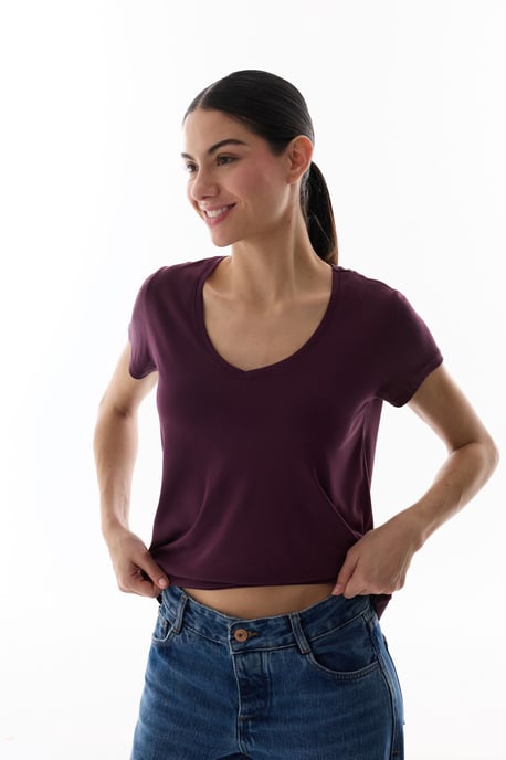 Übergrößiges V-Ausschnitt Langarm-T-Shirt - Image 2