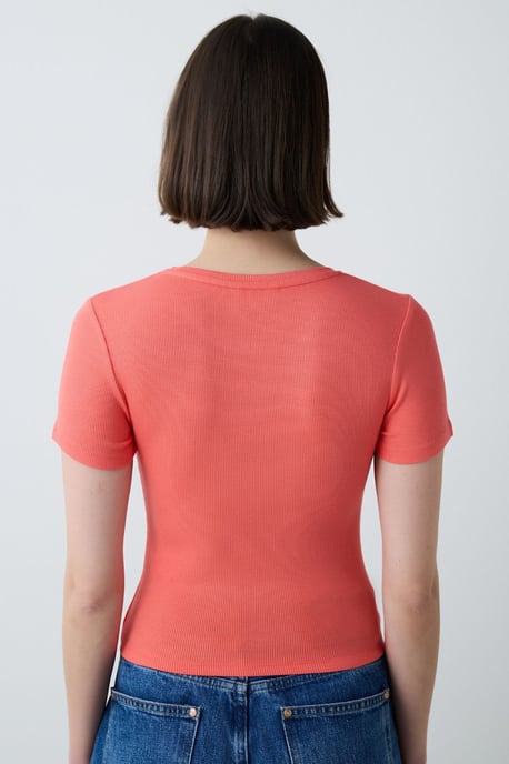 Penti Oversized Ripp-Crop-T-Shirt - Orange - Image 2