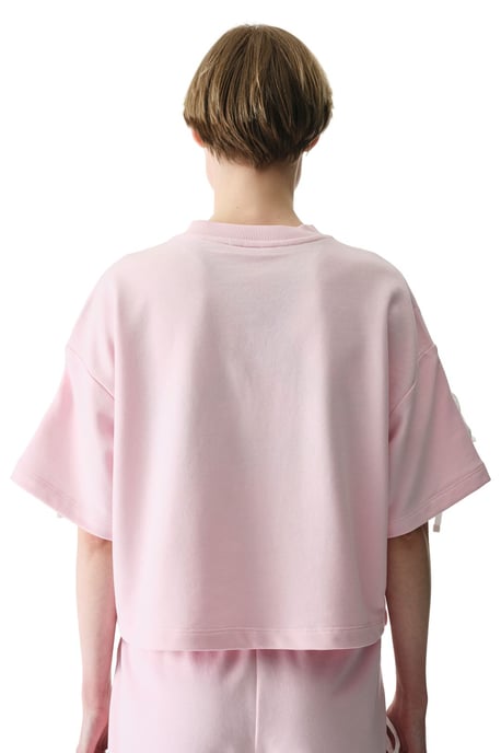 Übergroßes V-Ausschnitt Baumwollmischung T-Shirt mit Schleifendetail - Image 2