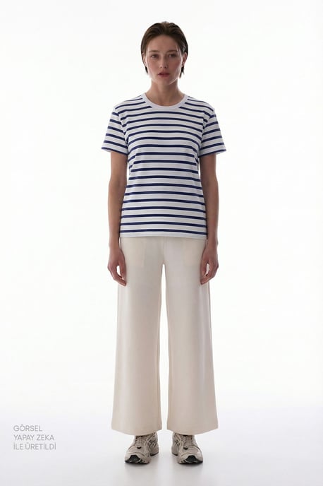 Damen Übergroßes Gestreiftes Baumwoll-T-Shirt - Image 4