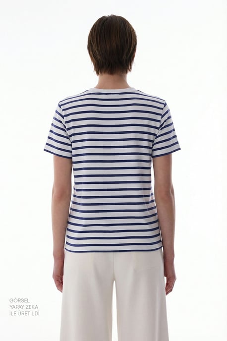 Damen Übergroßes Gestreiftes Baumwoll-T-Shirt - Image 5