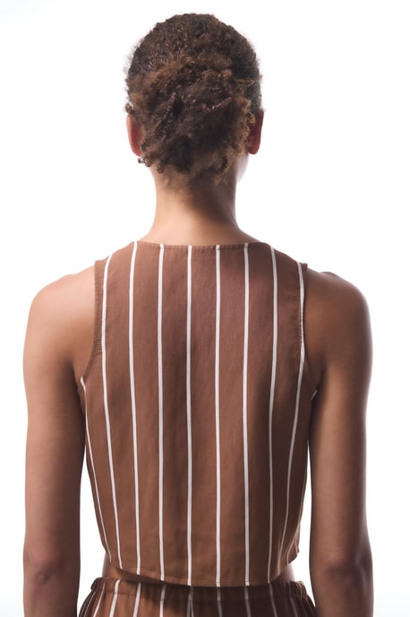 Gestreifter V-Ausschnitt Ärmelloser Body - Image 3