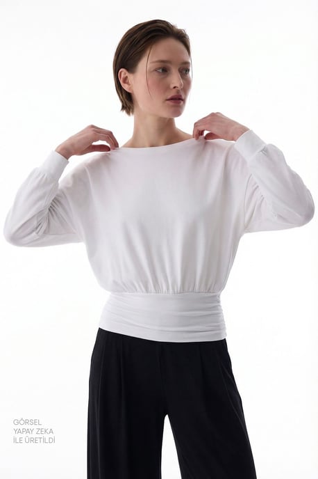 Rundhals Langarm Gestrickter Body - Image 2