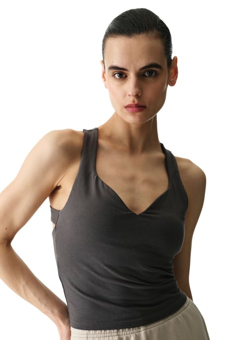 Ärmelloses V-Ausschnitt Rückenfreies String-Bodysuit - Image 1