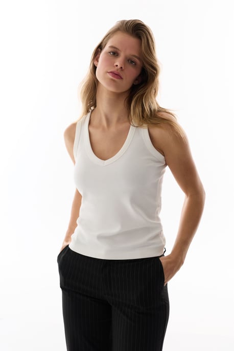 Baumwoll-Rippstrick V-Ausschnitt Ärmelloses Body - Image 2
