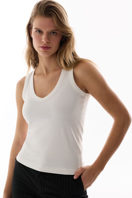 Baumwoll-Rippstrick V-Ausschnitt Ärmelloses Body - Image 3