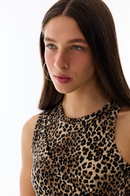 Leoparden-Ausschnitt ärmelloser Body - Image 2