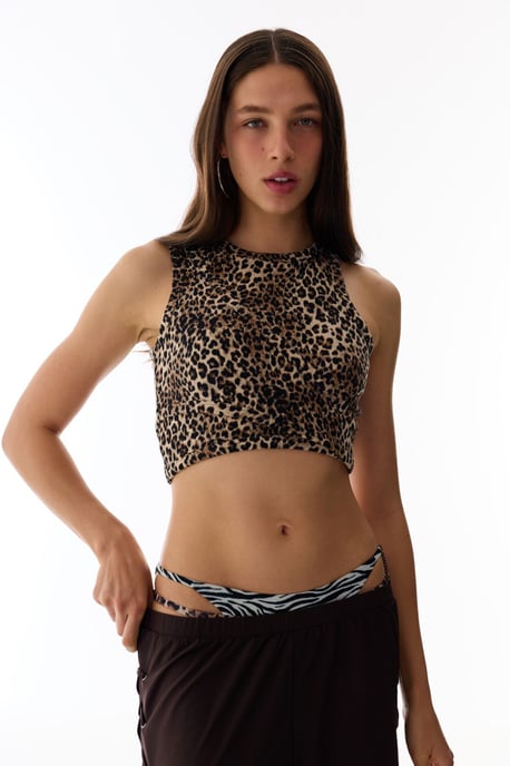 Leoparden-Ausschnitt ärmelloser Body - Image 4