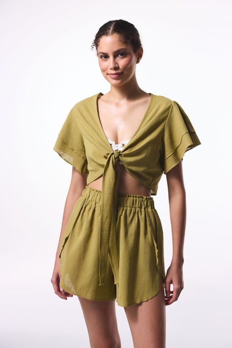 Baumwoll-Crop-Bodysuit mit Bindeband-Detail - Image 5