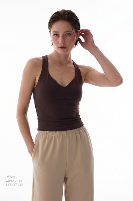 Ärmelloses V-Ausschnitt Rückenfreies Tanga-Bodysuit - Image 3
