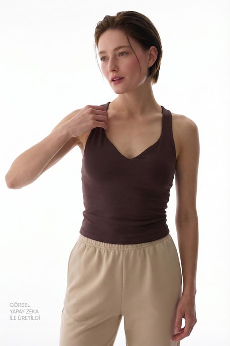 Ärmelloses V-Ausschnitt Rückenfreies Tanga-Bodysuit - Image 4