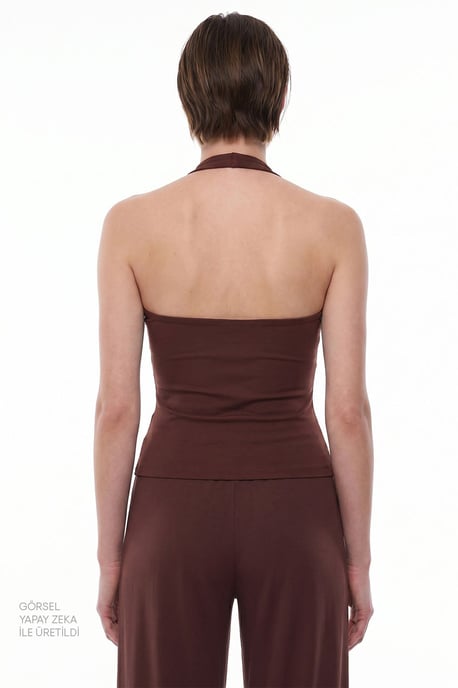 Ärmelloser Halterneck Strickbodysuit - Image 4