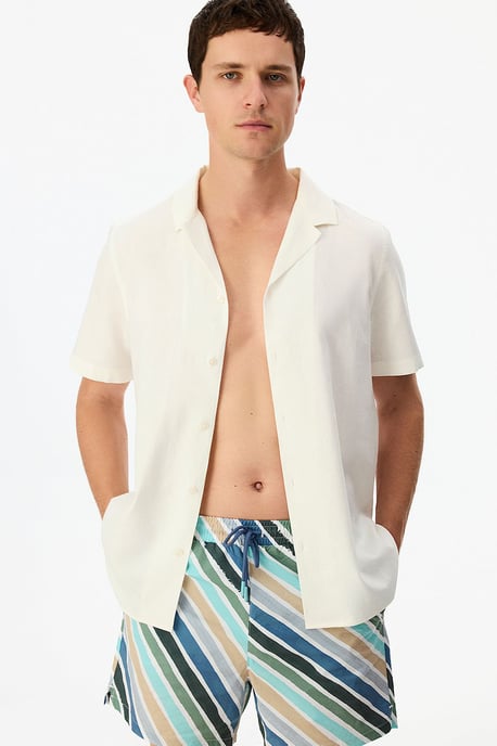 Herren Oversized Kurzarm Leinenhemd - Image 4