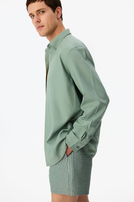 Herren Übergrößen Langarm-Leinenshirt - Image 3