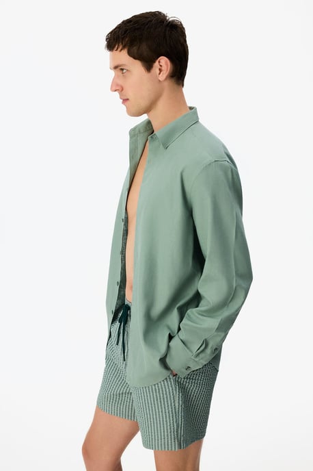 Herren Übergrößen Langarm-Leinenshirt - Image 4