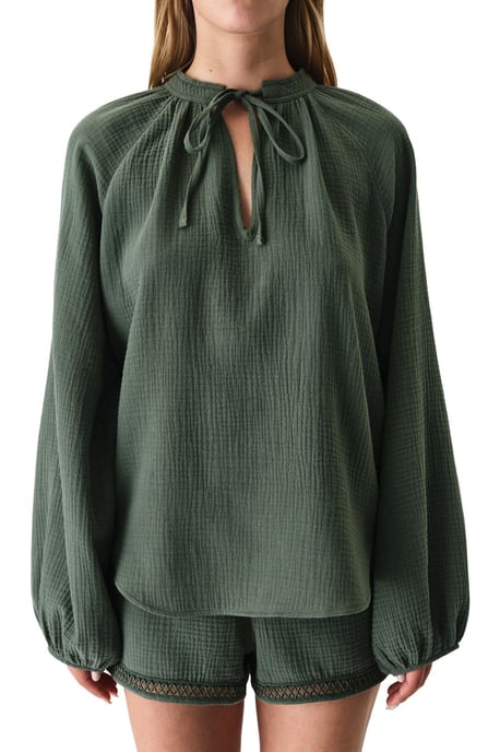 Oversized Baumwollhemd mit Bindedetail - Image 3