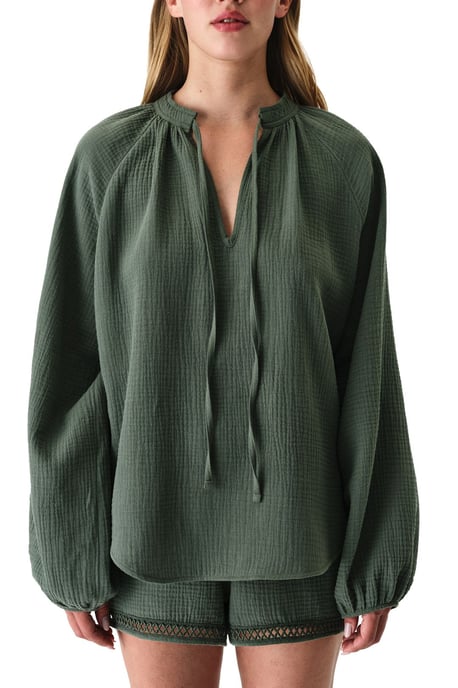 Oversized Baumwollhemd mit Bindedetail - Image 5