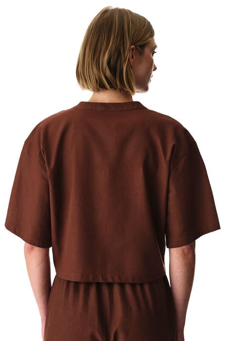 Damen Leinenmischung Mandarin-Kragen Shirt - Image 2